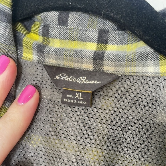 Eddie Bauer Yellow Long Sleeve Plaid Flannel - Picture 4 of 9